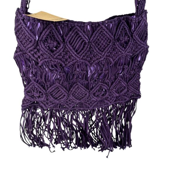Earthbound Trading Co Purple Macrame Crochet Bag Crossbody New - Picture 14 of 16